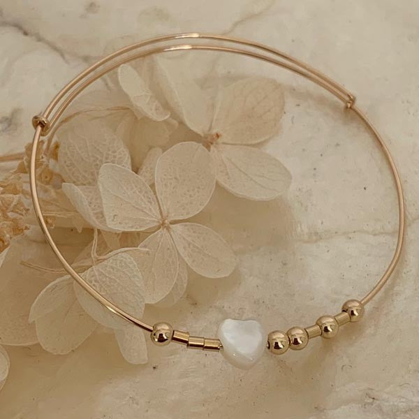 Thin gold filled bangle bracelet Amour blanc