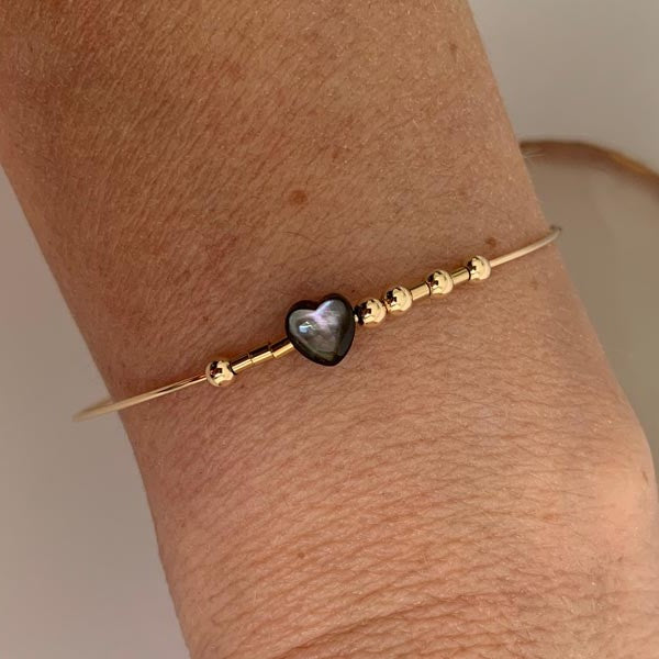 Thin gold filled bangle bracelet Amour noir