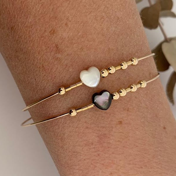 Thin gold filled bangle bracelet Amour noir