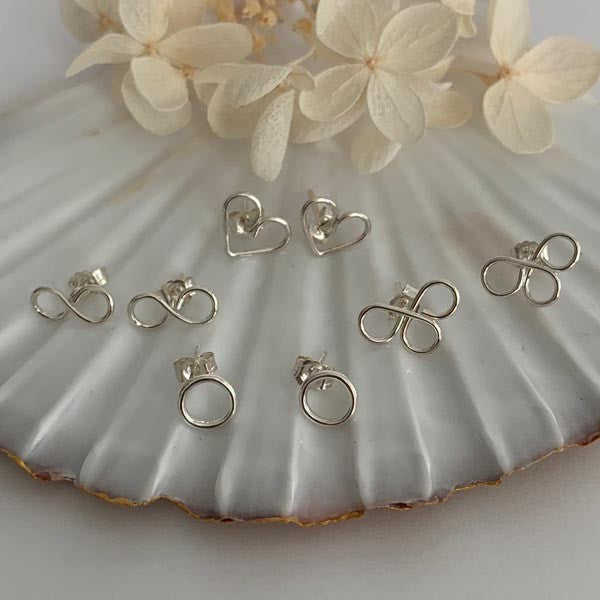 3 silver loop earrings 