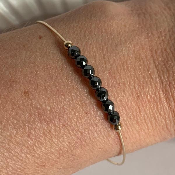 Fine gold filled 7 hematite bangle bracelet