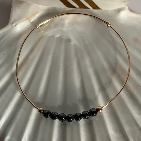 Fine gold filled 7 hematite bangle bracelet