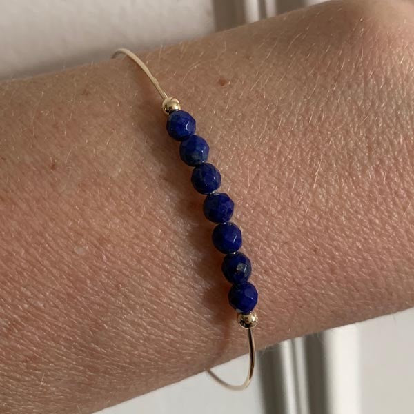 Fine gold filled 7 lapis lazuli bangle bracelet