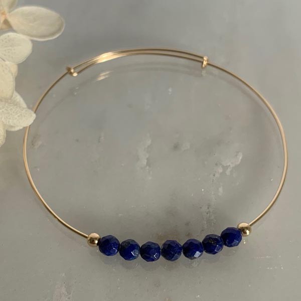 Fine gold filled 7 lapis lazuli bangle bracelet