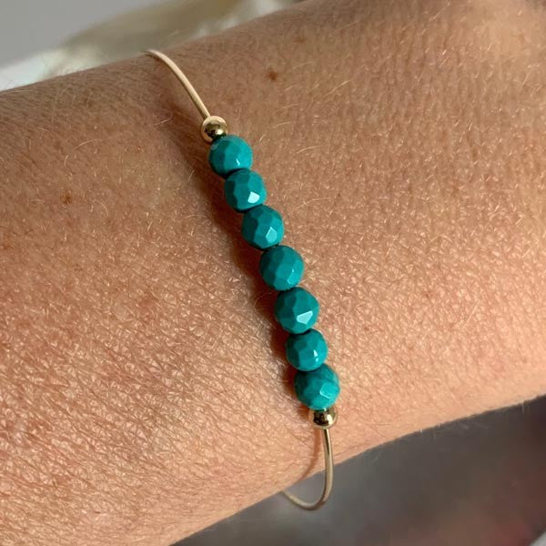 Fine gold filled 7 turquoise bangle bracelet