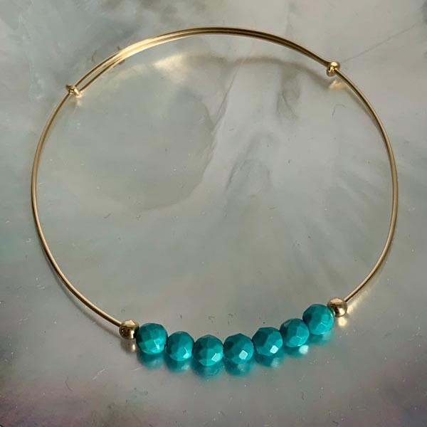 Fine gold filled 7 turquoise bangle bracelet