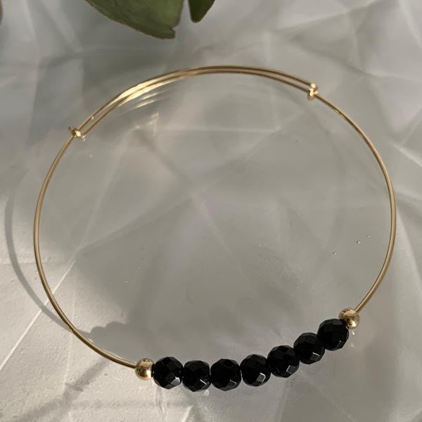 Fine gold filled 7 onyx bangle bracelet