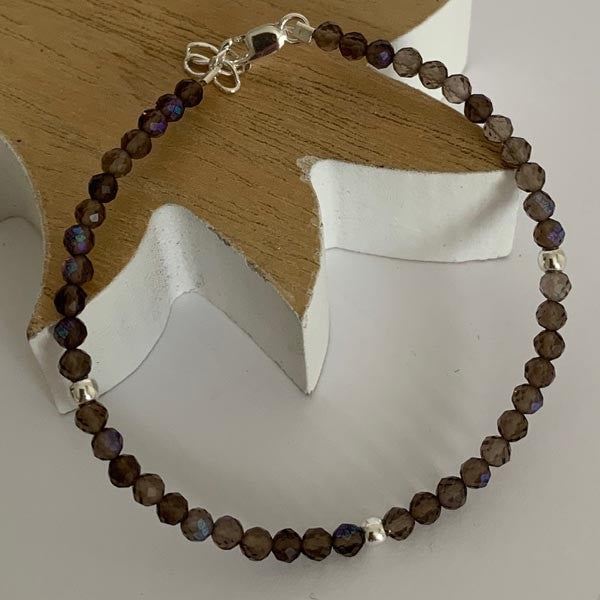 Smoky quartz silver bracelet 