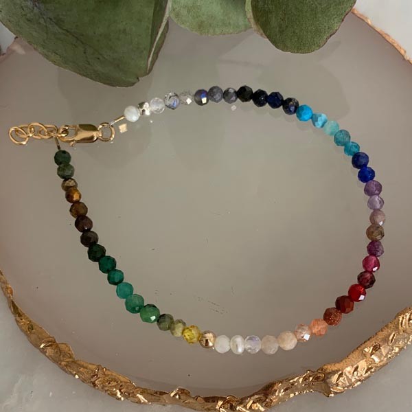 Gold plated bracelet with multi-colored stones