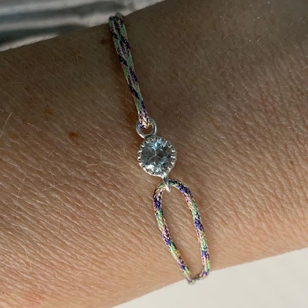 Aquamarine cord bracelet