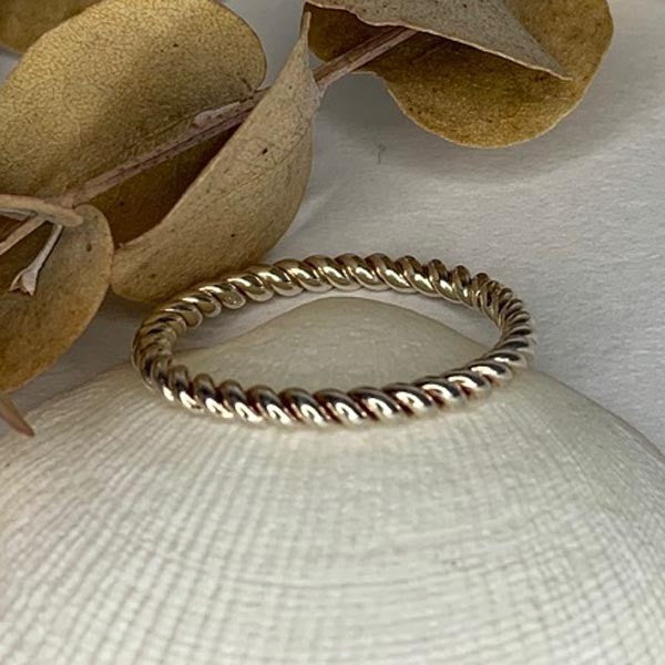 Thin twisted silver ring