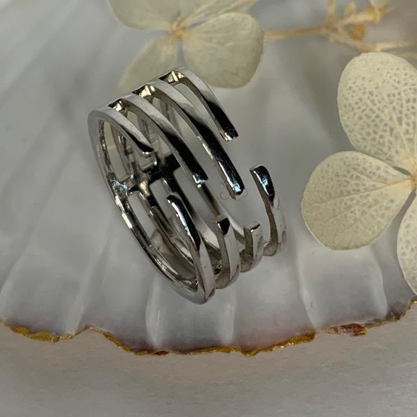 Large silver labyrinth ring