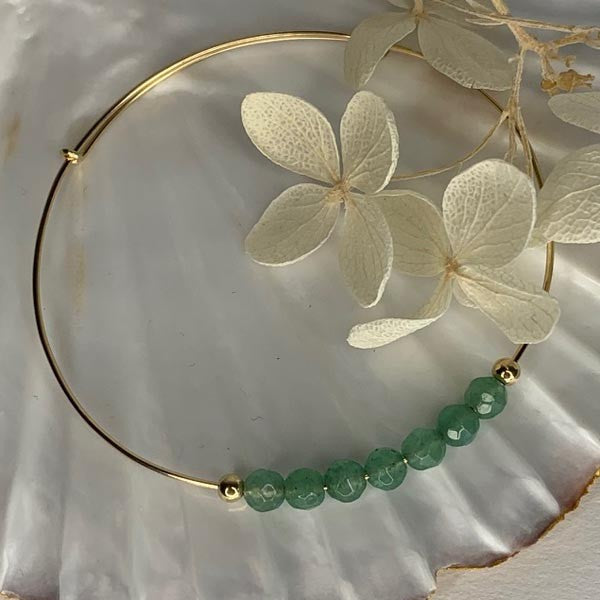 Fine gold filled 7 aventurine bangle bracelet