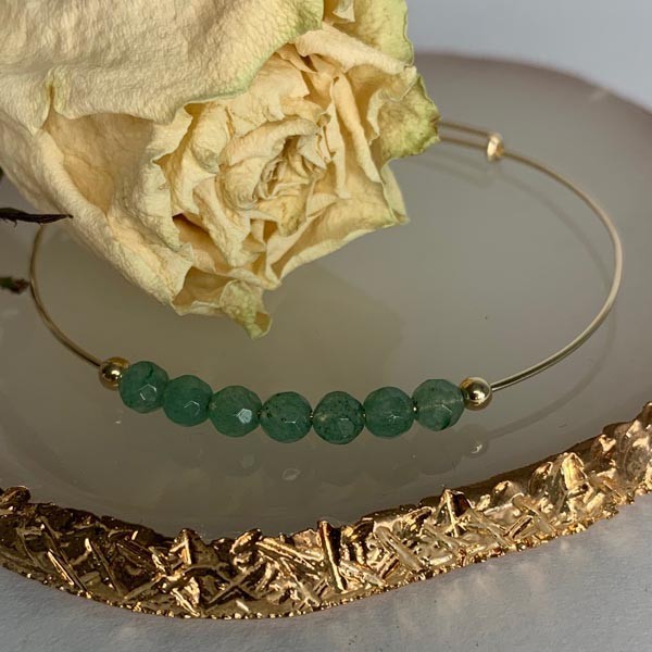 Fine gold filled 7 aventurine bangle bracelet