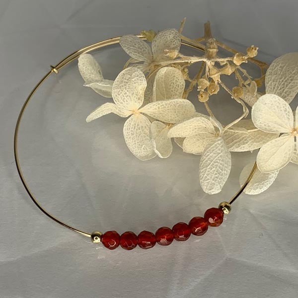 Fine gold filled 7 carnelian bangle bracelet