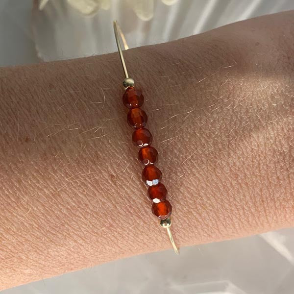 Fine gold filled 7 carnelian bangle bracelet