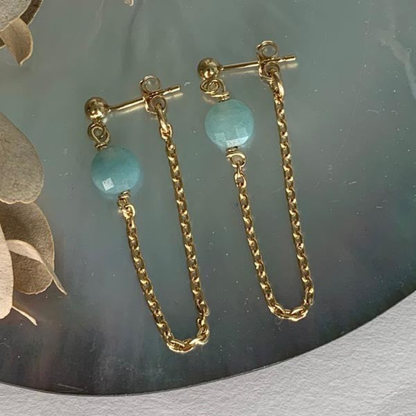 Amazonite gold plated chain earrings