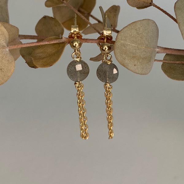 Gold plated labradorite chain earrings