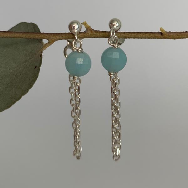 Amazonite silver chain earrings