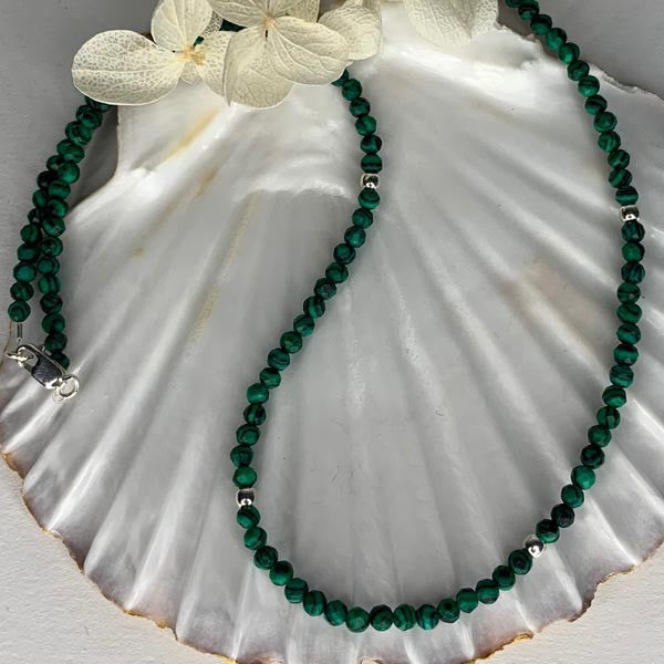 Malachite silver necklace 