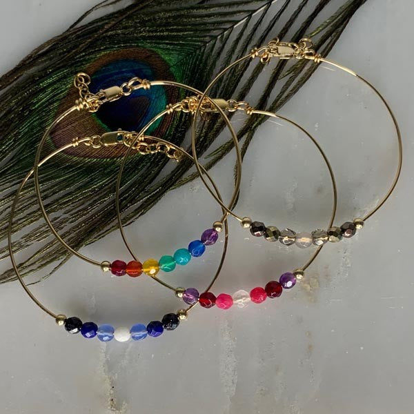 Fine gold filled bangle bracelet with Chakra stones