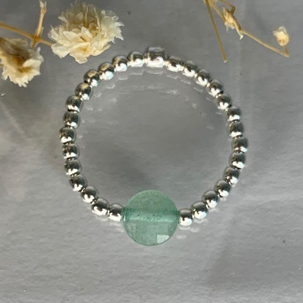 Mini silver aventurine flat pearl ring