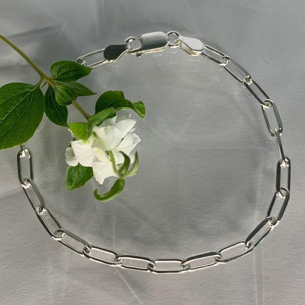 Rectangle silver chain bracelet 