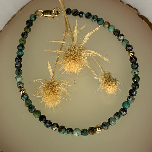 African Turquoise Gold Plated Bracelet