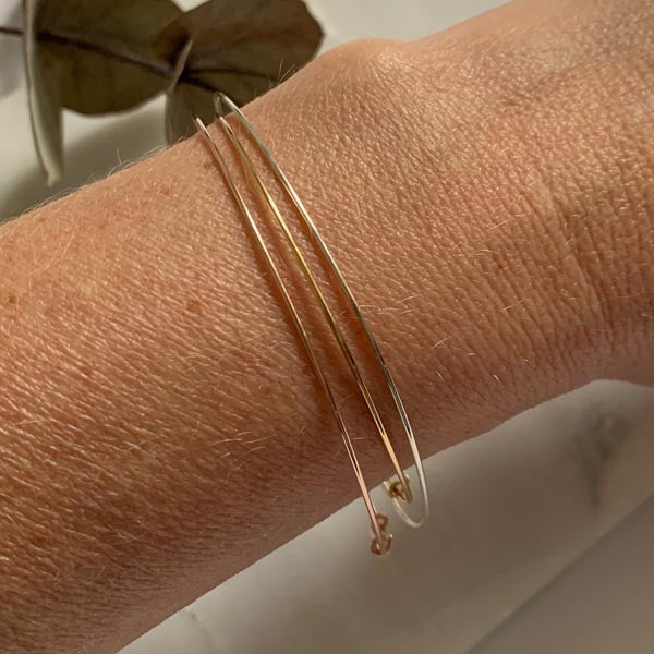 Bracelet with 3 fine gold filled and silver bangles