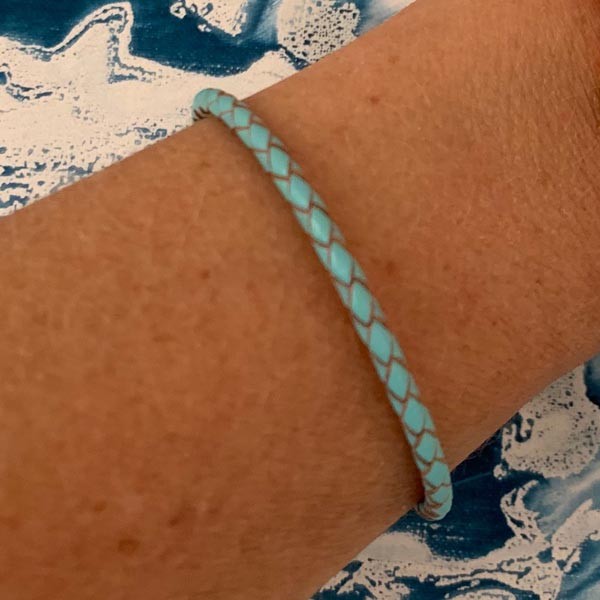 Braided turquoise leather bracelet