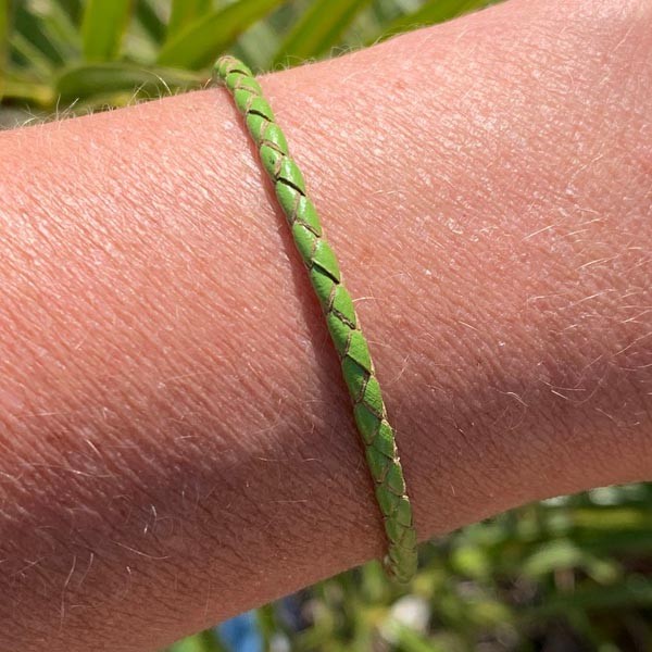 Light green braided leather bracelet