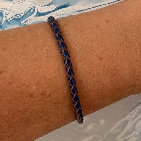 Navy blue braided leather bracelet