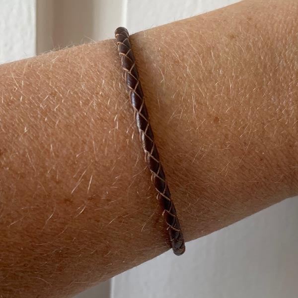 Brown braided leather bracelet