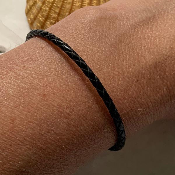 Black braided leather bracelet