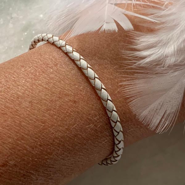 White braided leather bracelet