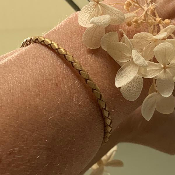 Braided gold leather bracelet