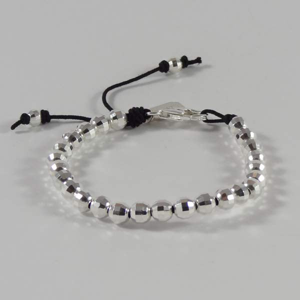 Elise bracelet with large faceted silver beads