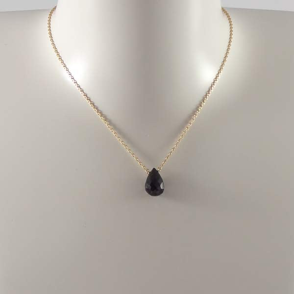 Gold plated onyx drop chain necklace