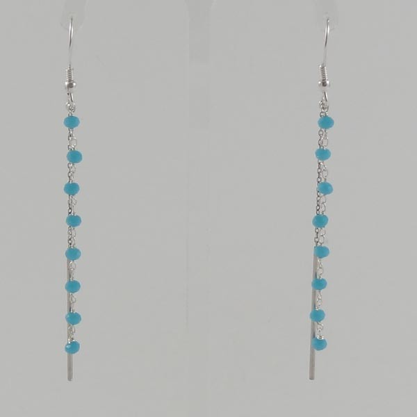 Silver chain stud earrings with turquoise stones