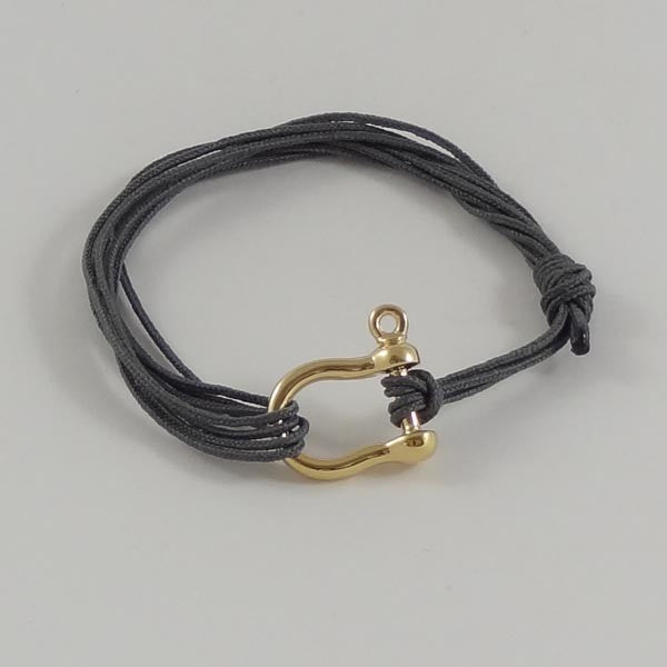 Gold plated shackle cord bracelet