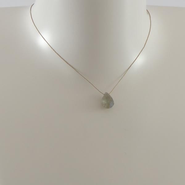 Faceted labradorite drop cord necklace