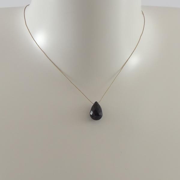 Collier cordon goutte onyx facetée 