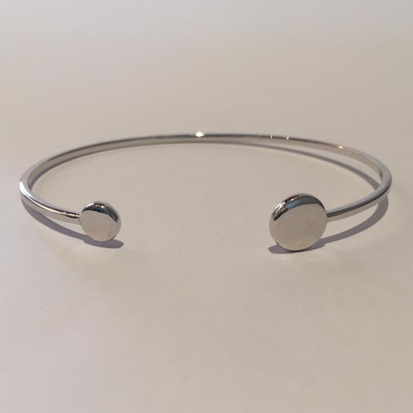 Bracelet Jonc argent fin 2 pastilles