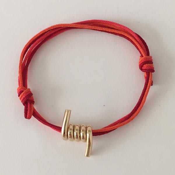 Gold plated barbed wire cord bracelet