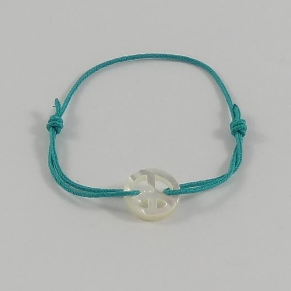 Bracelet enfant petit Peace & Love nacre blanche 