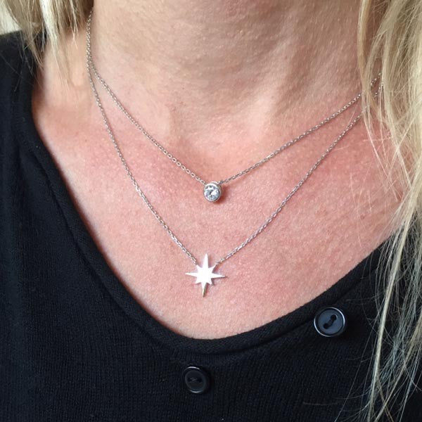 Collier chaine argent Petit zircon  