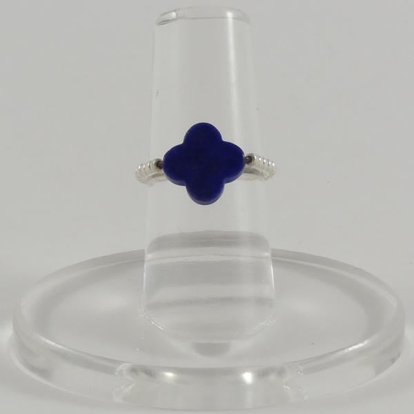 Bague minis perles argent Pierre croix Lapis lazuli