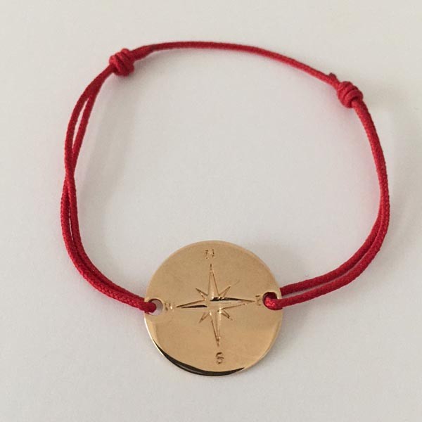 Gold plated cardinal points target cord bracelet