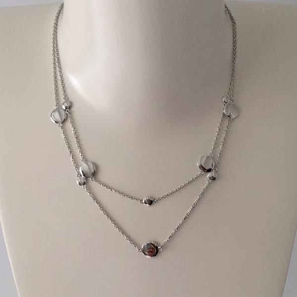 Collier chaine argent 2 rangs pastilles