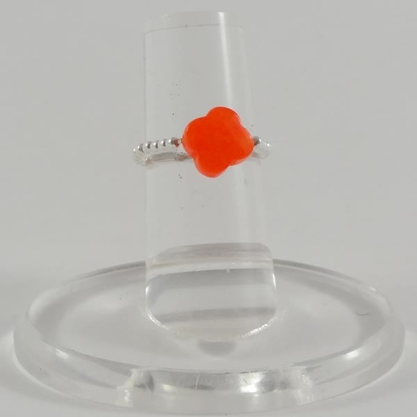 Bague minis perles argent Pierre croix orange